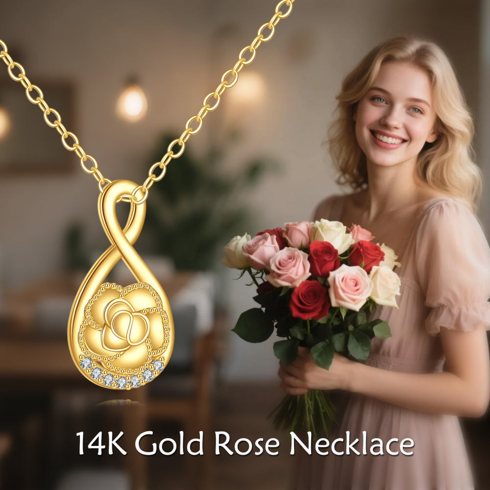 10K Gold Moissanite Infinity Symbol Pendant Necklace-6
