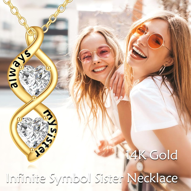 9K White Gold Moissanite Infinity Symbol Pendant Necklace-6