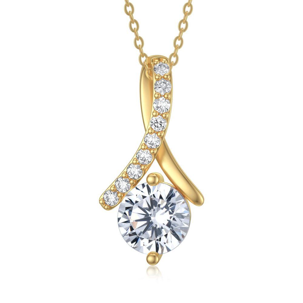 10K Gold Moissanite Infinity Symbol Pendant Necklace-1
