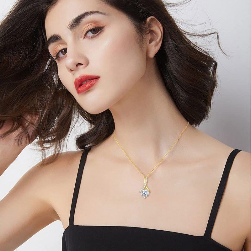 10K White Gold Moissanite Infinity Symbol Pendant Necklace-2