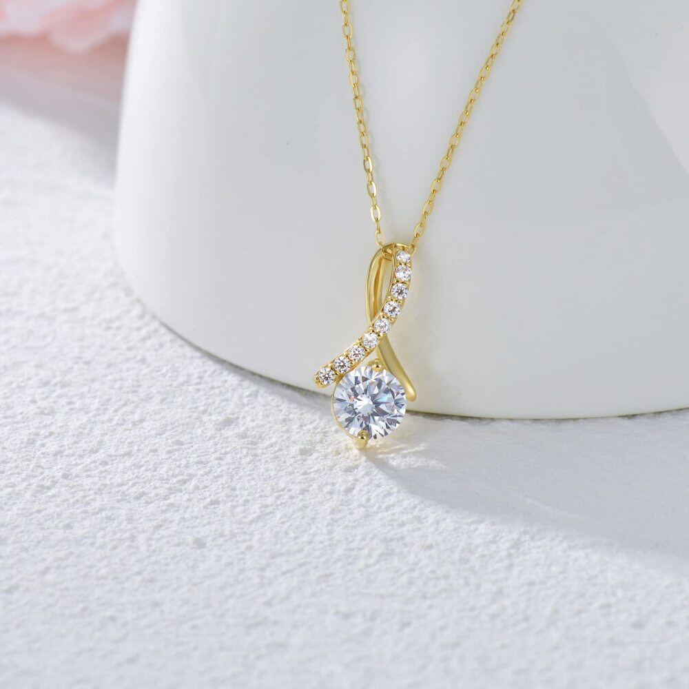 10K Gold Moissanite Infinity Symbol Pendant Necklace-3