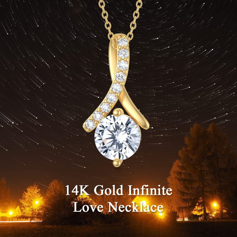 10K Gold Moissanite Infinity Symbol Pendant Necklace-6