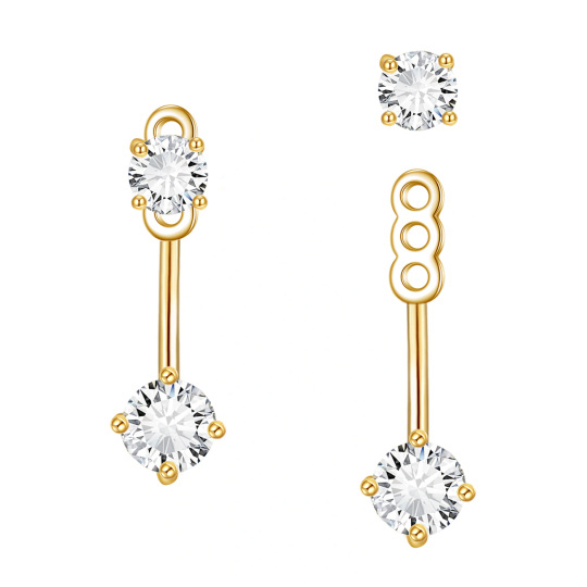 10K Gold Moissanite Jacket Earrings-1