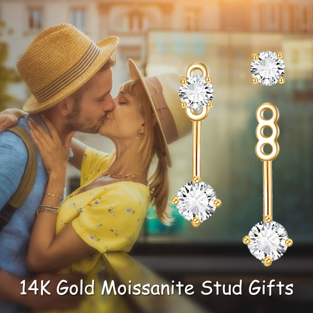 10K Gold Moissanite Jacket Earrings-4