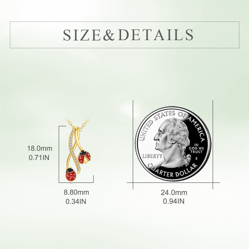 14K Gold Moissanite Ladybug Pendant Necklace-4