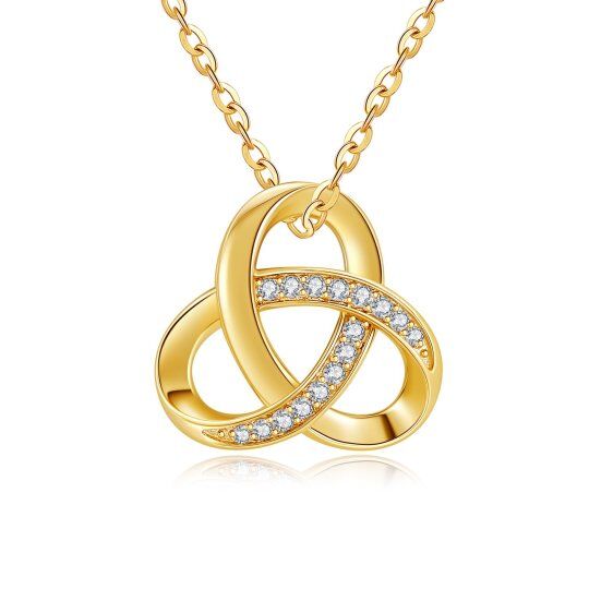 14K Gold Moissanite Love Knot Pendant Necklace