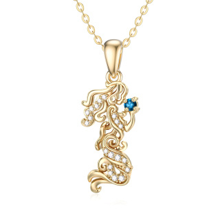 14K Gold Moissanite Mermaid Pendant Necklace-5