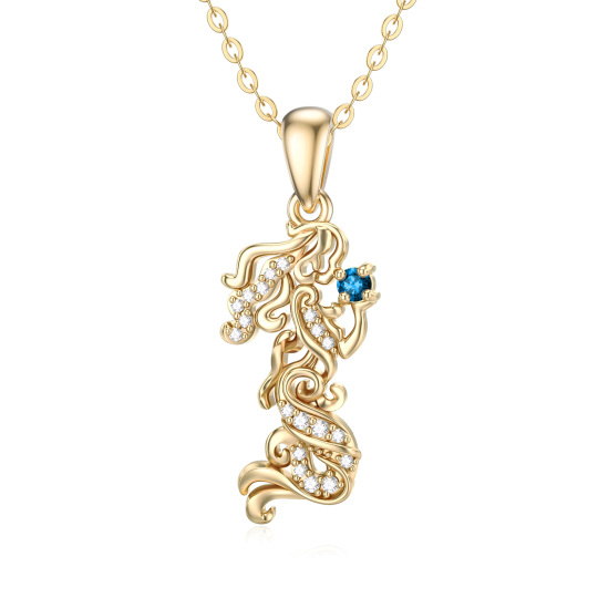 Collana con ciondolo a sirena in moissanite in oro 14K