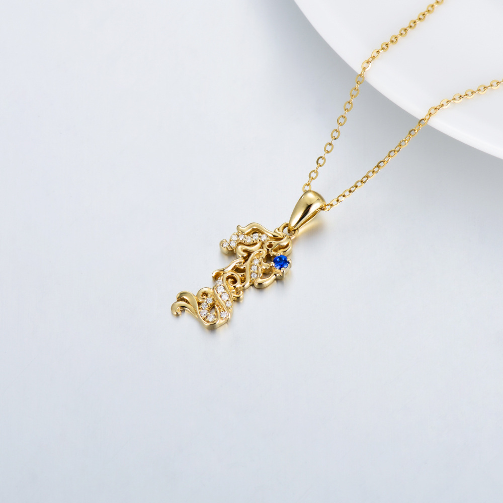 10K Gold Moissanite Mermaid Pendant Necklace-5