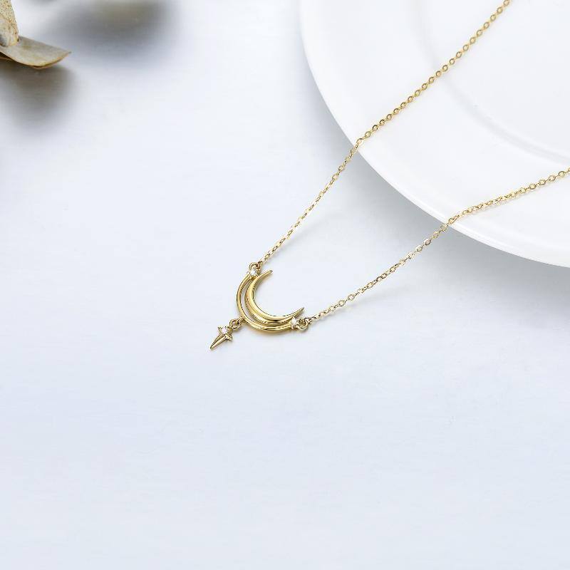 Collar Colgante Luna Moissanite Oro 10K-4