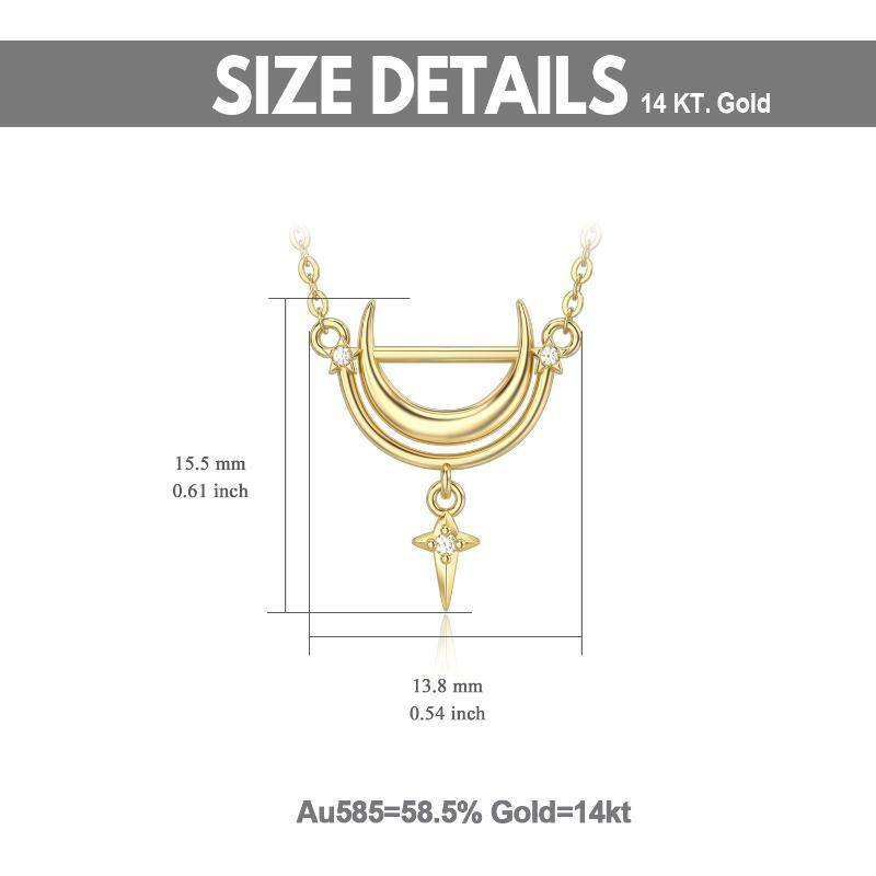 10K White Gold Moissanite Moon Pendant Necklace-5