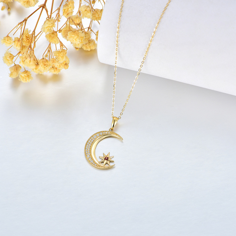 10K witgouden moissaniet maan- en sterhangerketting-4