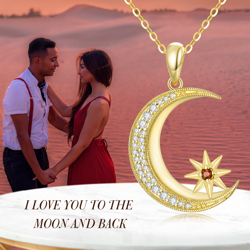 10K witgouden moissaniet maan- en sterhangerketting-5