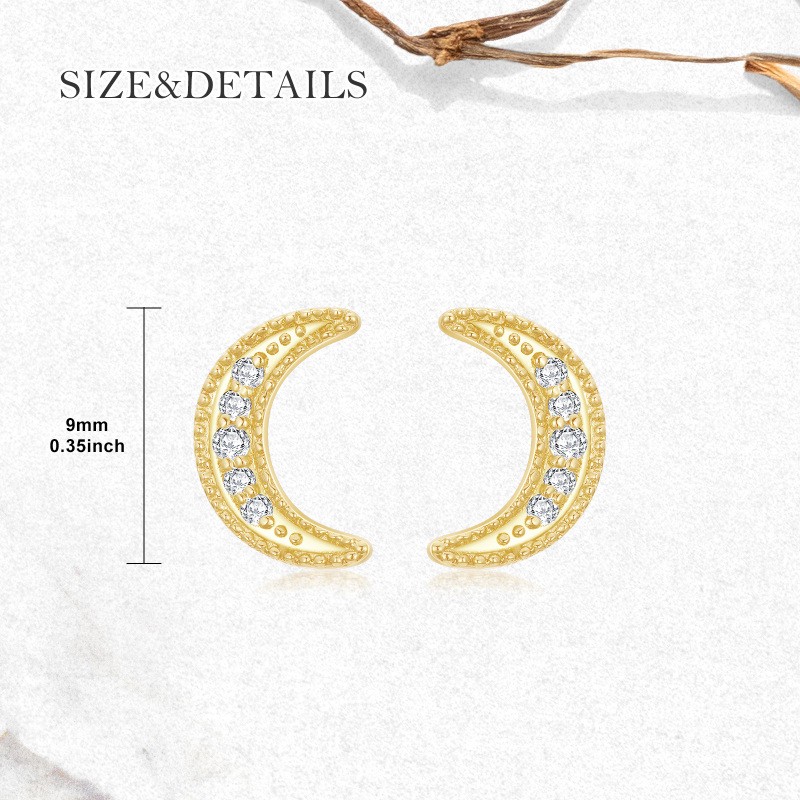 Brincos de pino de moissanita de ouro 9K-5