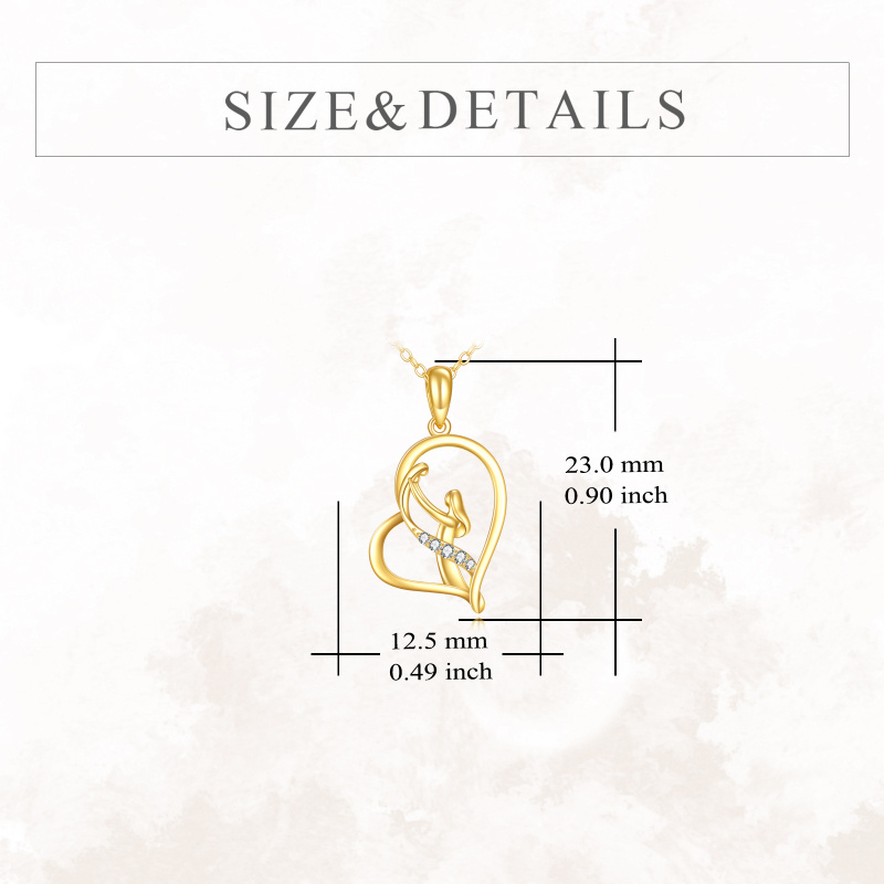 Halskette aus 10-karätigem Weißgold mit Moissanit-Anhänger „Mutter & Tochter & Herz“-5