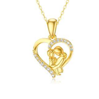 10K Gold Moissanite Mother & Daughter Pendant Necklace-48