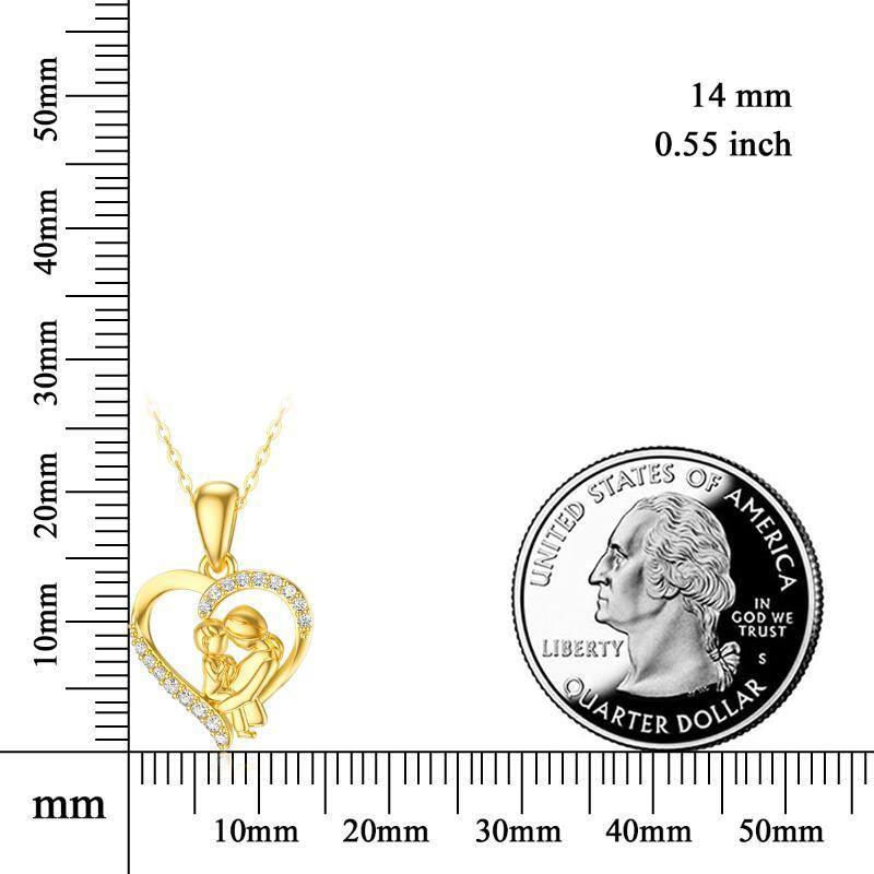 Collana con ciondolo madre e figlia in moissanite d'oro 14K-6