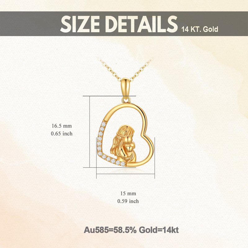 18K Gold Moissanite Mother & Heart Pendant Necklace-6
