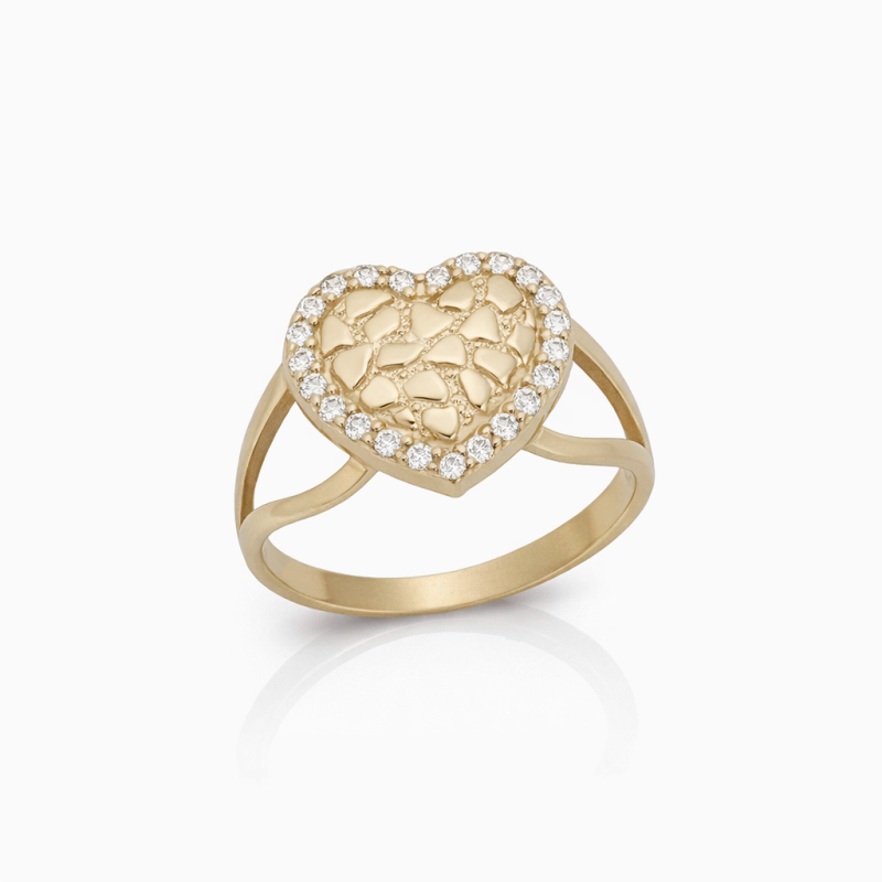 Anillo de pepita de moissanita en oro de 14 quilates-10