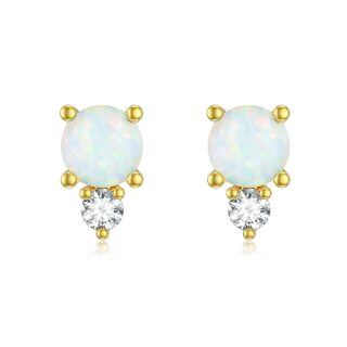 10K Gold Opal With Moissanite Couple & Grandmother Stud Earrings-42