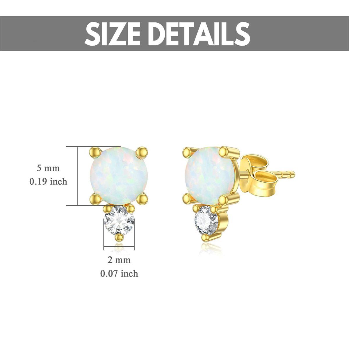 10K Gold Opal With Moissanite Couple & Grandmother Stud Earrings-5