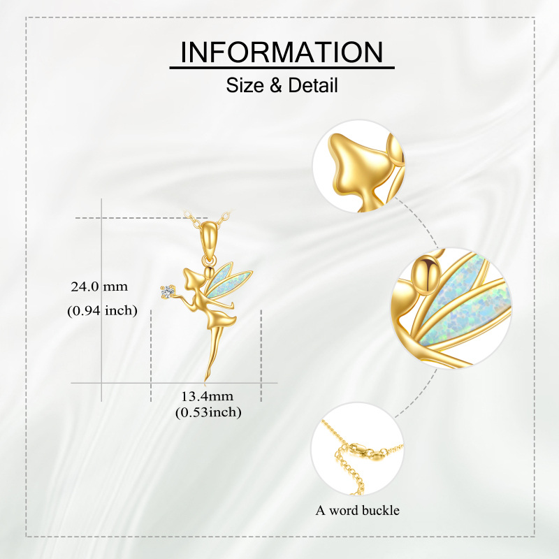 10K White Gold Moissanite & Opal Fairy Pendant Necklace-5