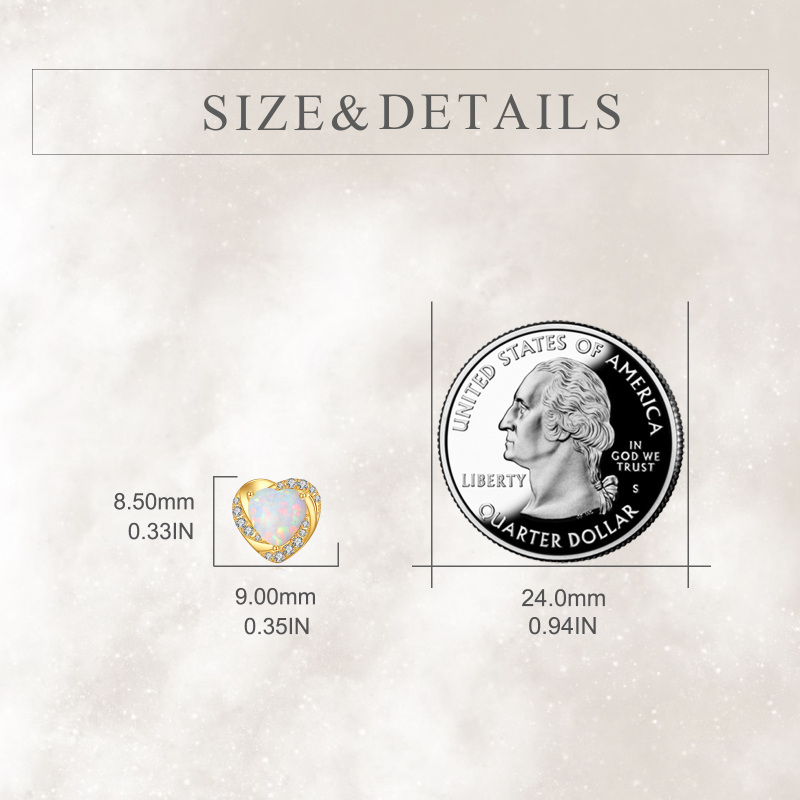 Brincos coração em ouro 10K com moissanita e opala-5