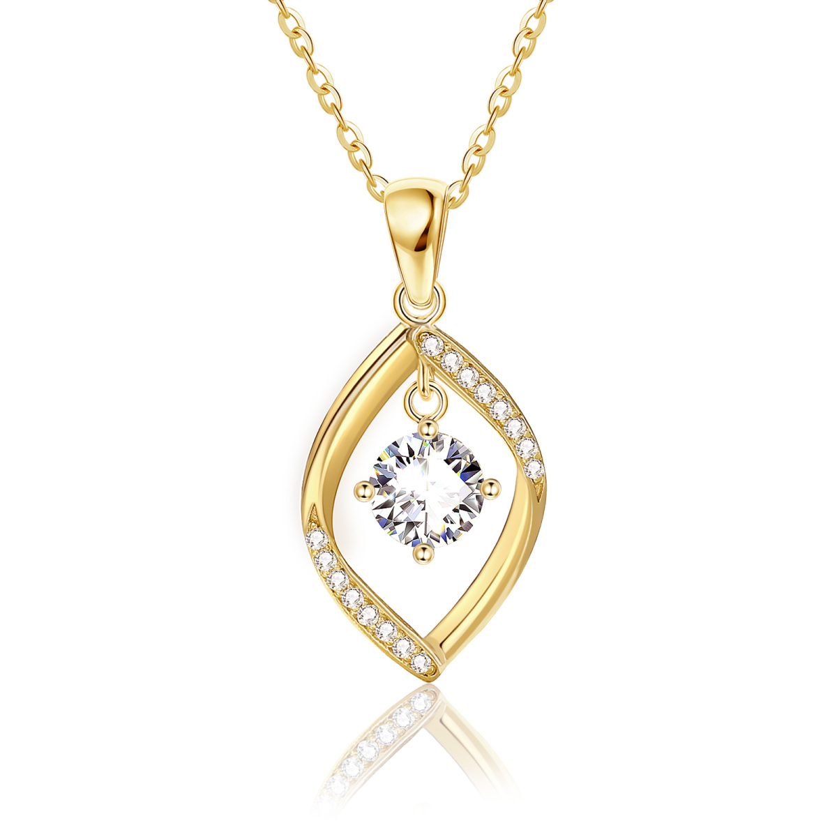 10K Gold Moissanite Oval Shaped Pendant Necklace-1