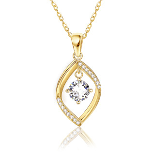 10K Gold Moissanite Oval Shaped Pendant Necklace-53