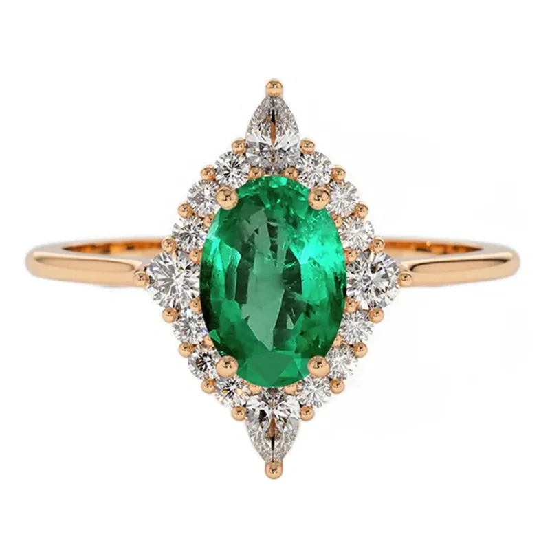 10K Gold Moissanite Oval Shaped Ring-7