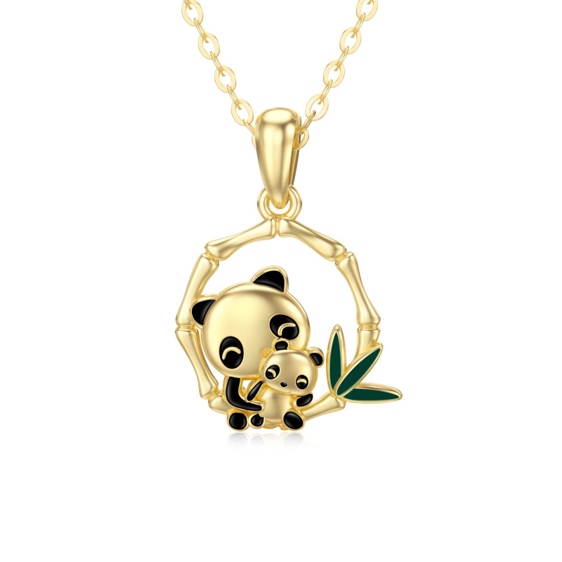 10K Gold Moissanite Panda & Bamboo Pendant Necklace-19