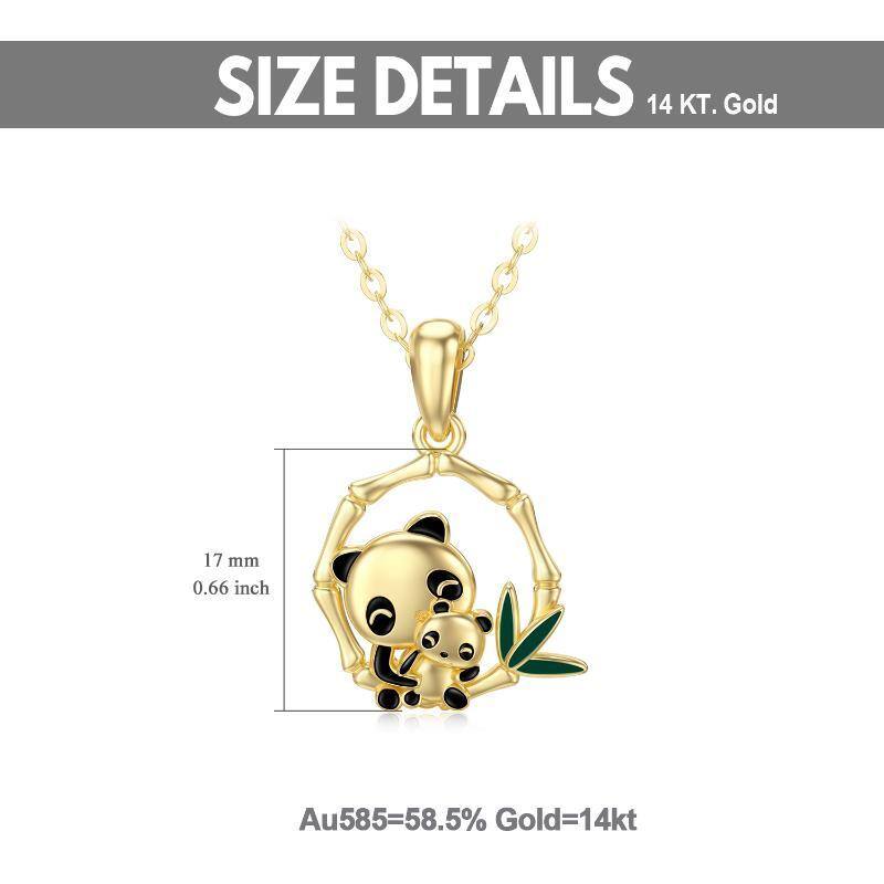 10K Gold Moissanite Panda & Bamboo Pendant Necklace-5