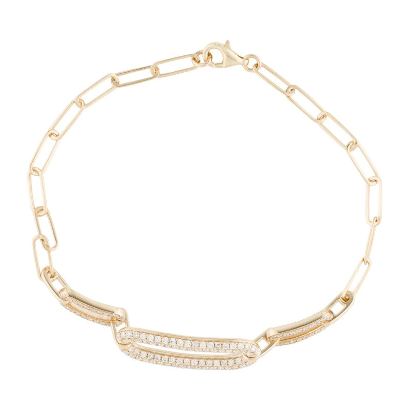 Bracelet-pince à papier en moissanite dorée 14K-3