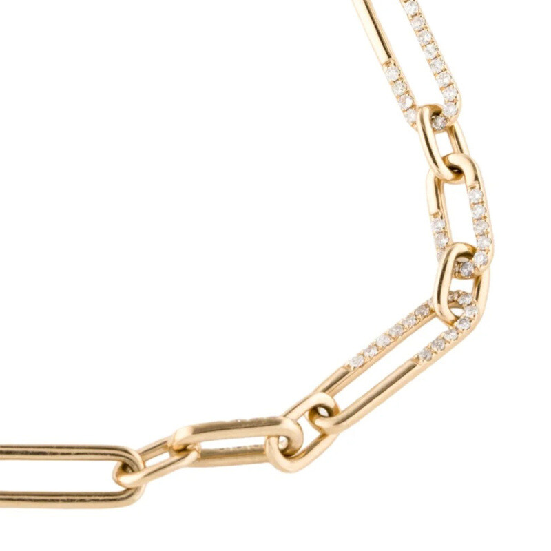 Pulsera de clip de papel de moissanita y oro 14K-2