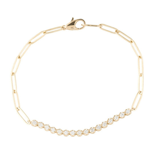 14K Gold Moissanite Paperclip Bracelet