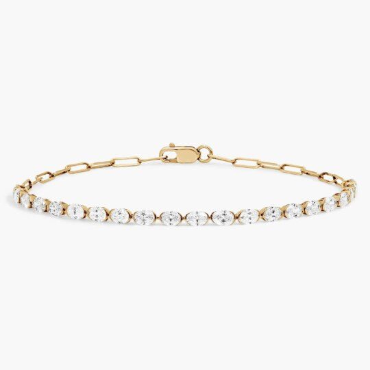 14K Gold Moissanite Paperclip Bracelet