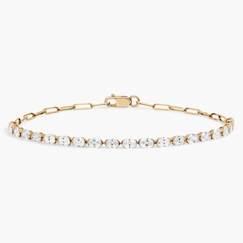 Pulsera de clip de papel de moissanita y oro 18K-1