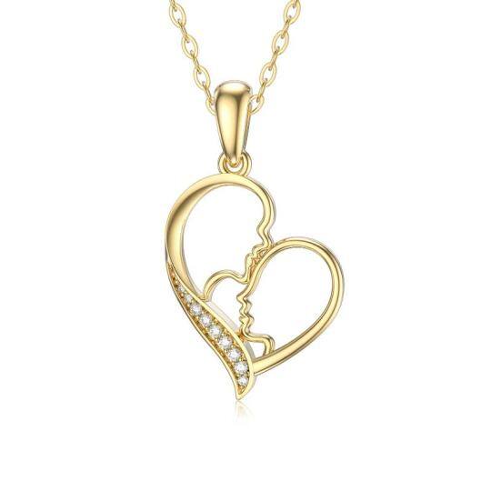 Collier en or 14K avec pendentif Moissanite Parents & Enfants & Coeur