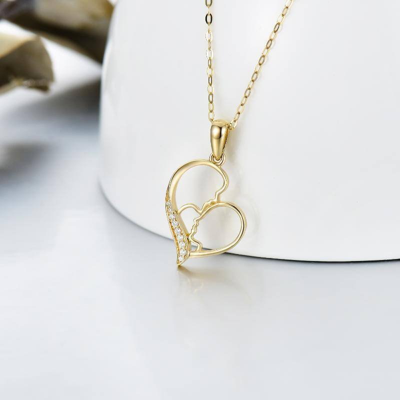 10K Gold Moissanite Heart Pendant Necklace For Women-3