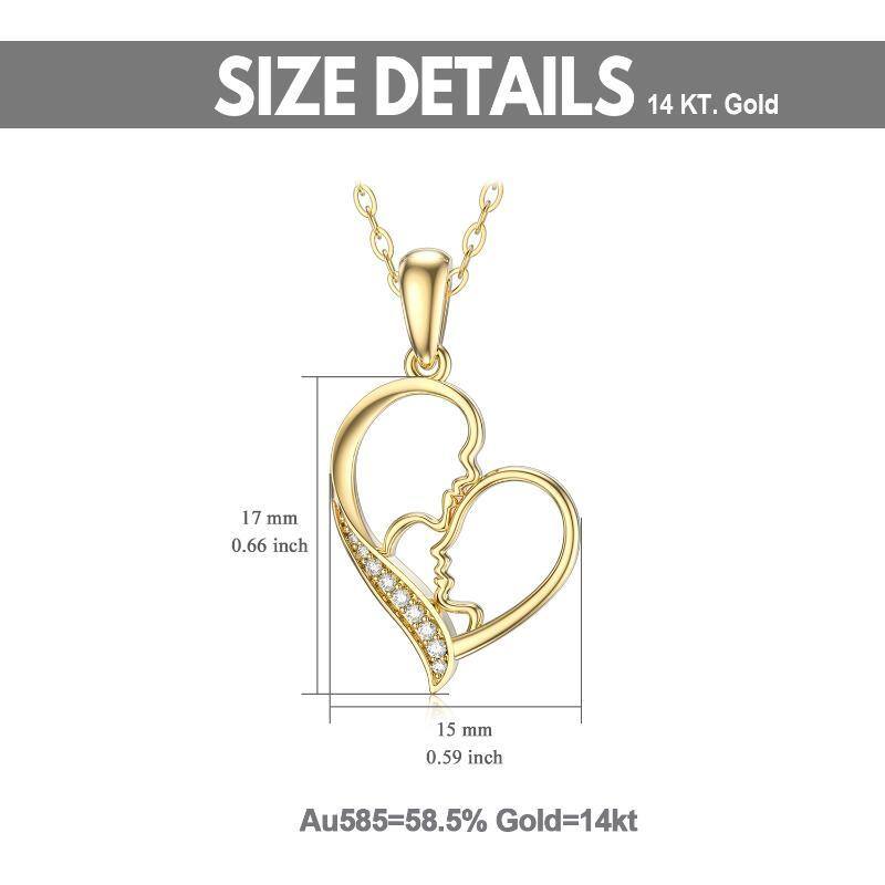 10K Gold Moissanite Heart Pendant Necklace For Women-6