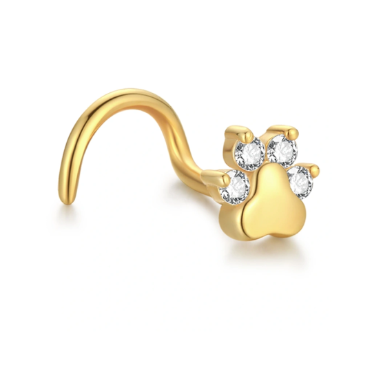 10K Gold Moissanite Paw Nose Ring