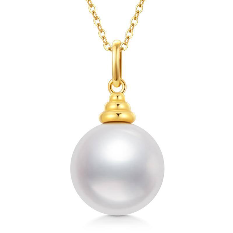 10K Gold Moissanite & Pearl Couple Pendant Necklace-1