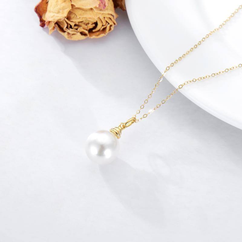 10K Gold Moissanite & Pearl Couple Pendant Necklace-4