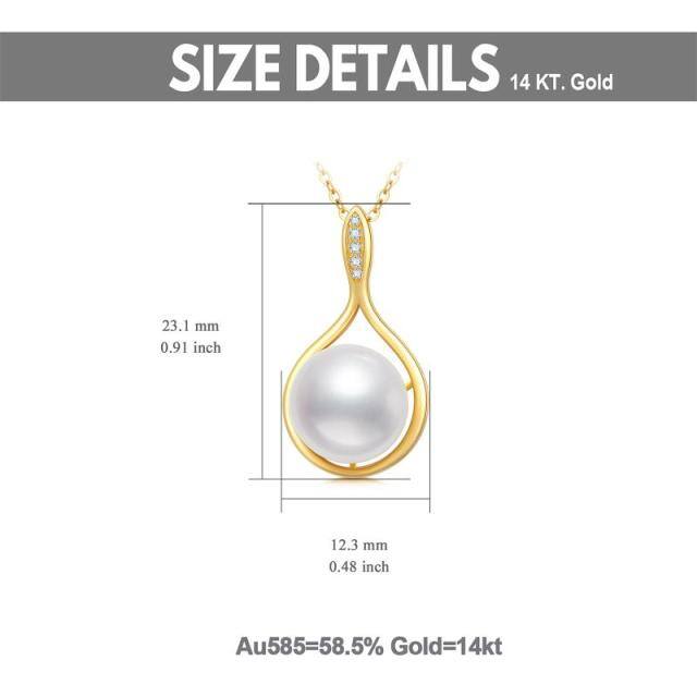 Collana con ciondolo a forma di goccia in oro 14K con moissanite e perle-5