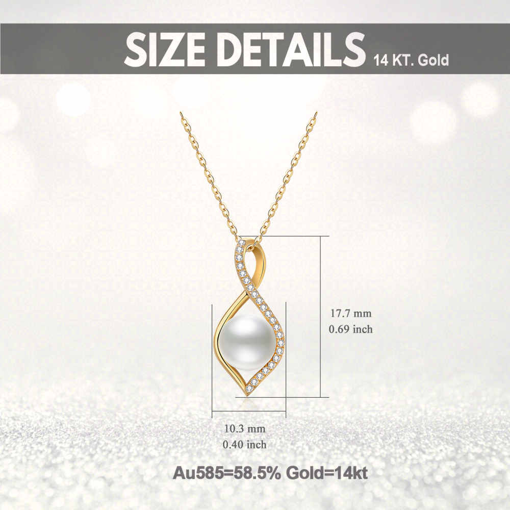 10K Gold Moissanite & Pearl Infinite Symbol Pendant Necklace-5
