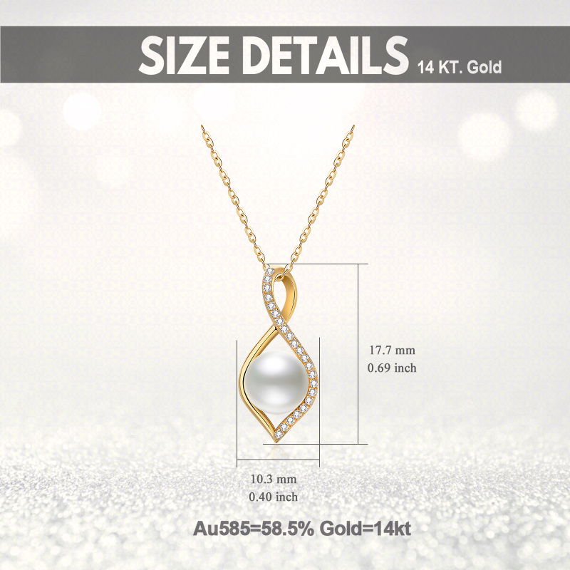 10K White Gold Moissanite & Pearl Infinity Symbol Pendant Necklace-5