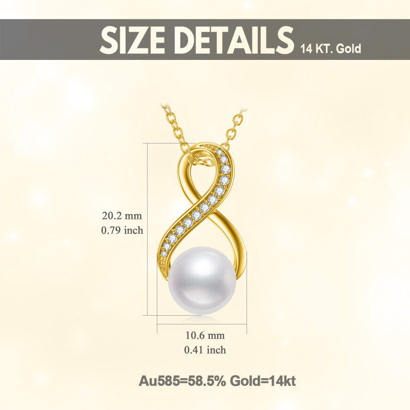 10K Gold Moissanite & Pearl Infinite Symbol Pendant Necklace-5