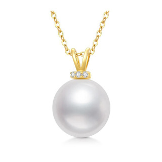 10K Gold Moissanite & Pearl Mother Pendant Necklace-51