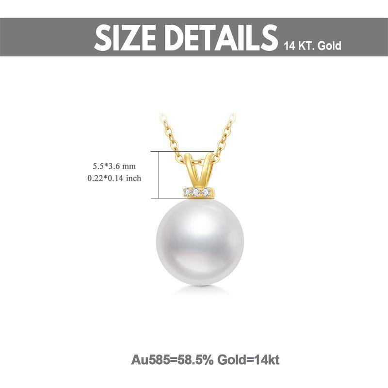 10K Gold Moissanite & Pearl Mother Pendant Necklace-6