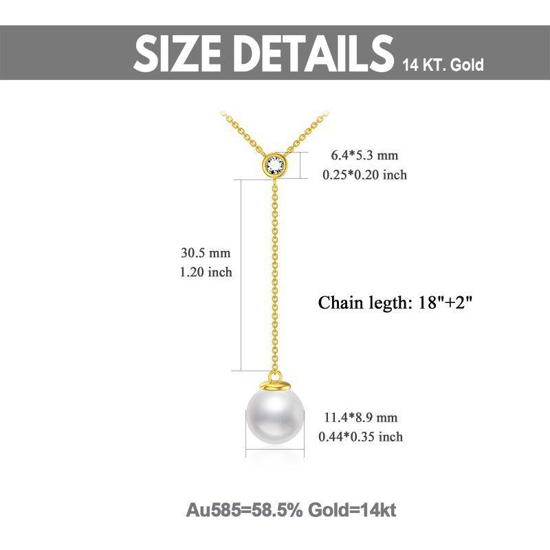 Naszyjnik Y z 14-karatowego złota z moissanitem i perłą bez regulacji-6